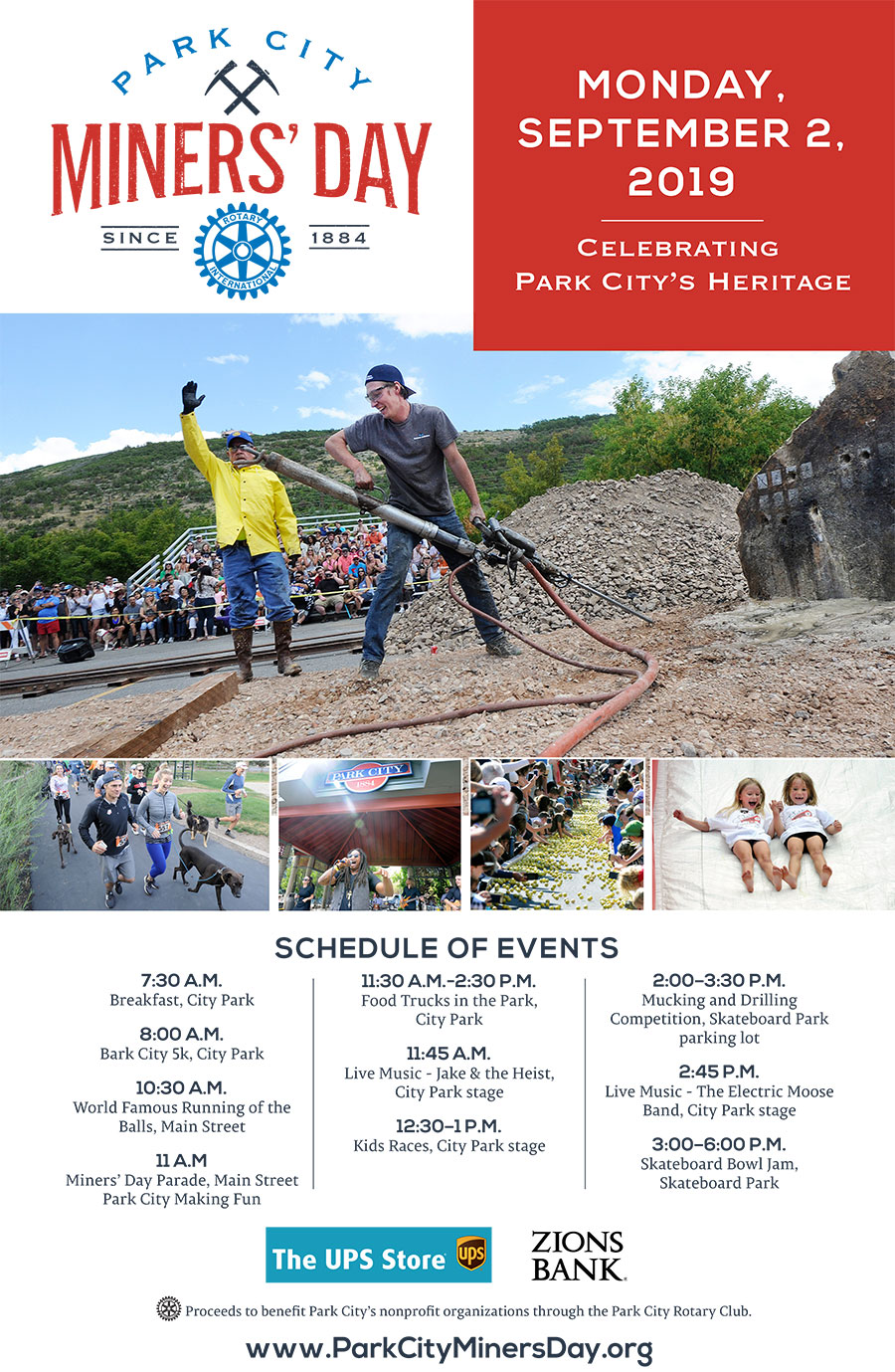 Making FUN in Park City is the theme of the annual Miners’ Day parade down historic Main Street, attracting marching bands and community floats as Park City celebrates its mining heritage. Put your blanket down on the curb with the kids and be ready for the fun. The parade is scheduled for 11:00 a.m., just after the annual Running of the Balls down Main Street. The parade route runs the length of Main Street, before skipping over to Park Avenue and on down to City Park.
